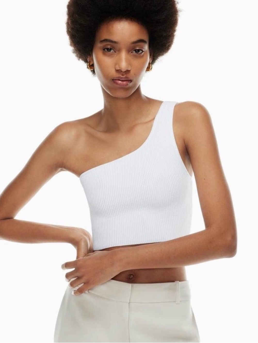 Aritzia Babaton Sculpt Knit One Shoulder Crop Top